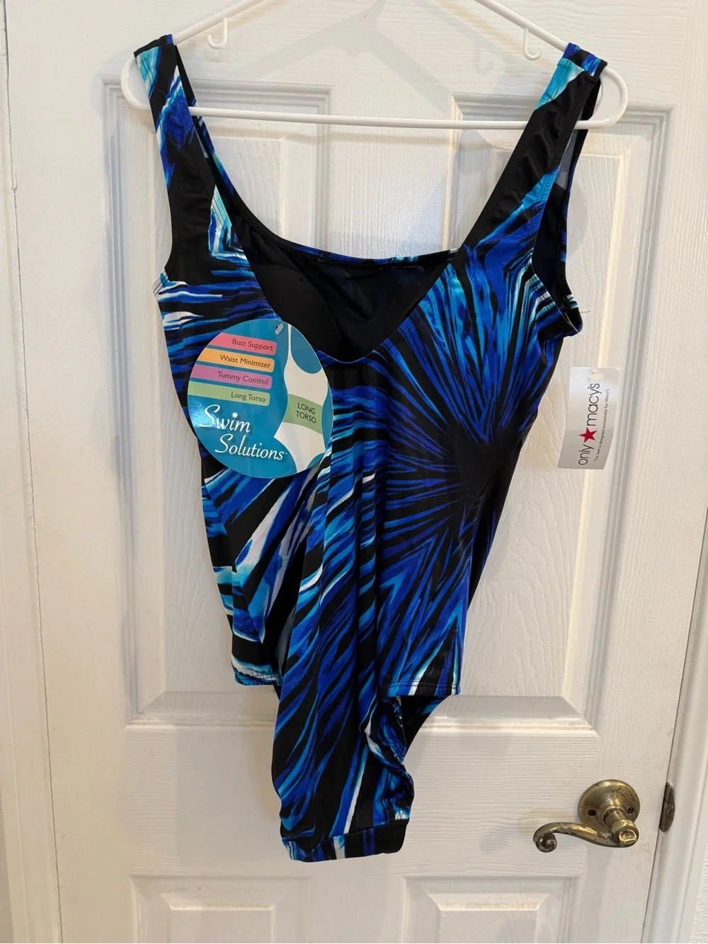 NWT Size 14 Swim Solutions Blue & Black Swirl One-Piece Swimsuit - Picture 5 of 6